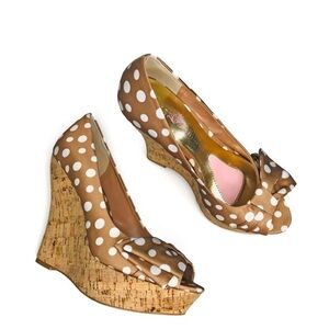 Paris Hilton Polka Dot Open Toe Bow Wedges